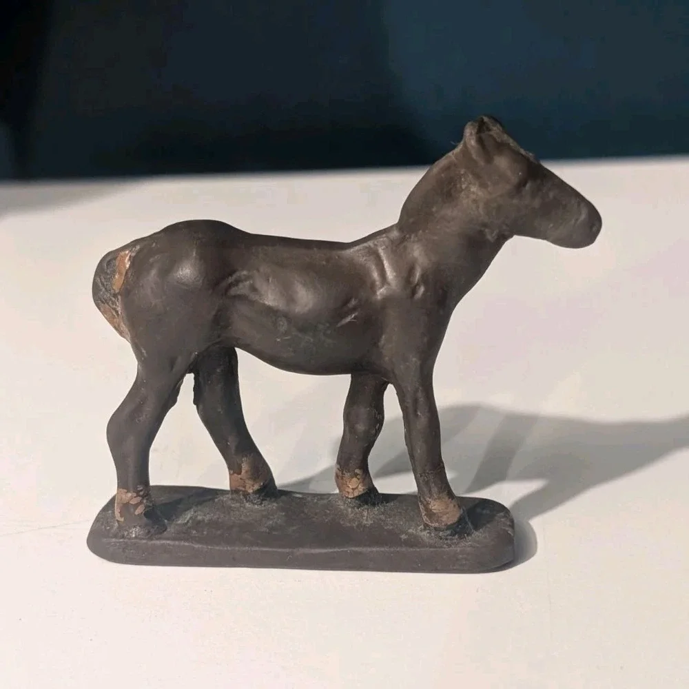 1930s-1950s Slush Cast Metal Toy Horse Flat Base Lead Alloy Miniature
